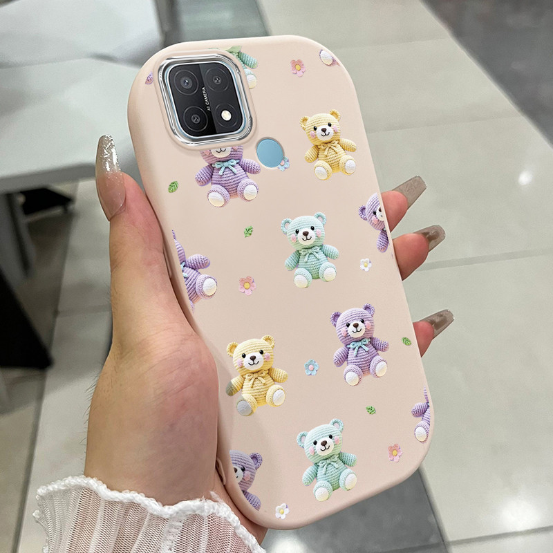 เคสสำหรับ OPPO A15 A15s A35 เคสโทรศัพท์หมีแมวขนมหวานกันกระแทกกลมและอ้วน