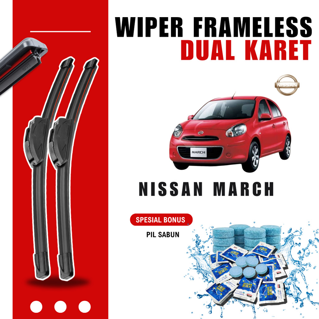 ที่ปัดน้ําฝนกระจกรถยนต์ Nissan March ฟรี 5 เม็ดสบู่