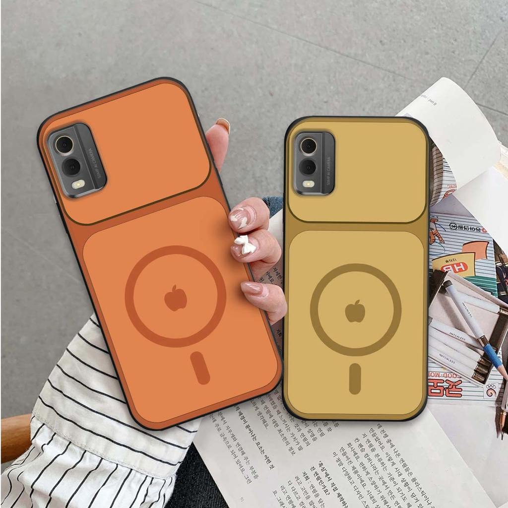 เคส Nokia C32 พร้อมฝาหลังวงแหวนชาร์จ apple พิมพ์หรูหรา