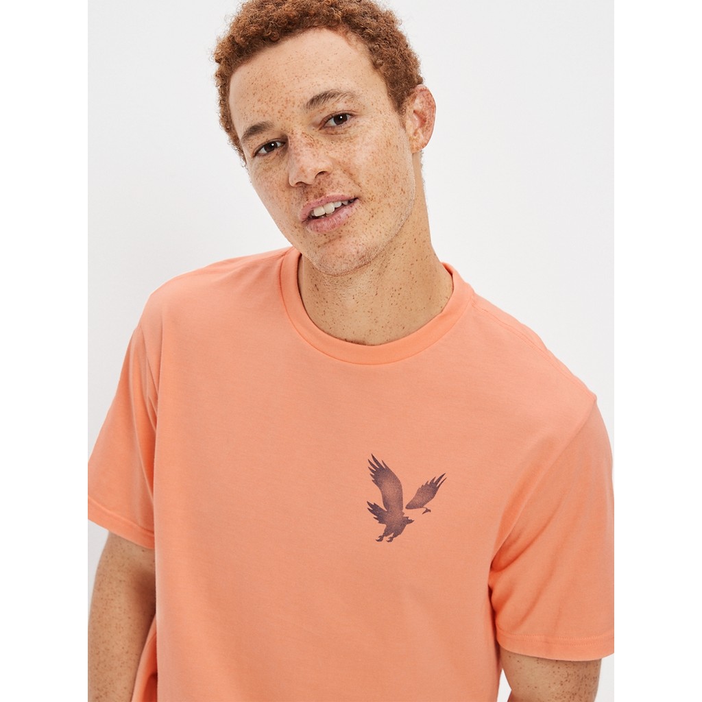 American Eagle เสื้อยืดผู้ชาย G SS SET IN TEE- CVC FAUX HTHR สี ORANGE - 017-2720-800