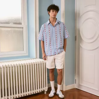lookbookpetite toast shirt (adult) blue pommette เสื้อโปโลผู้ชาย รุ่น toast สี blue pommette