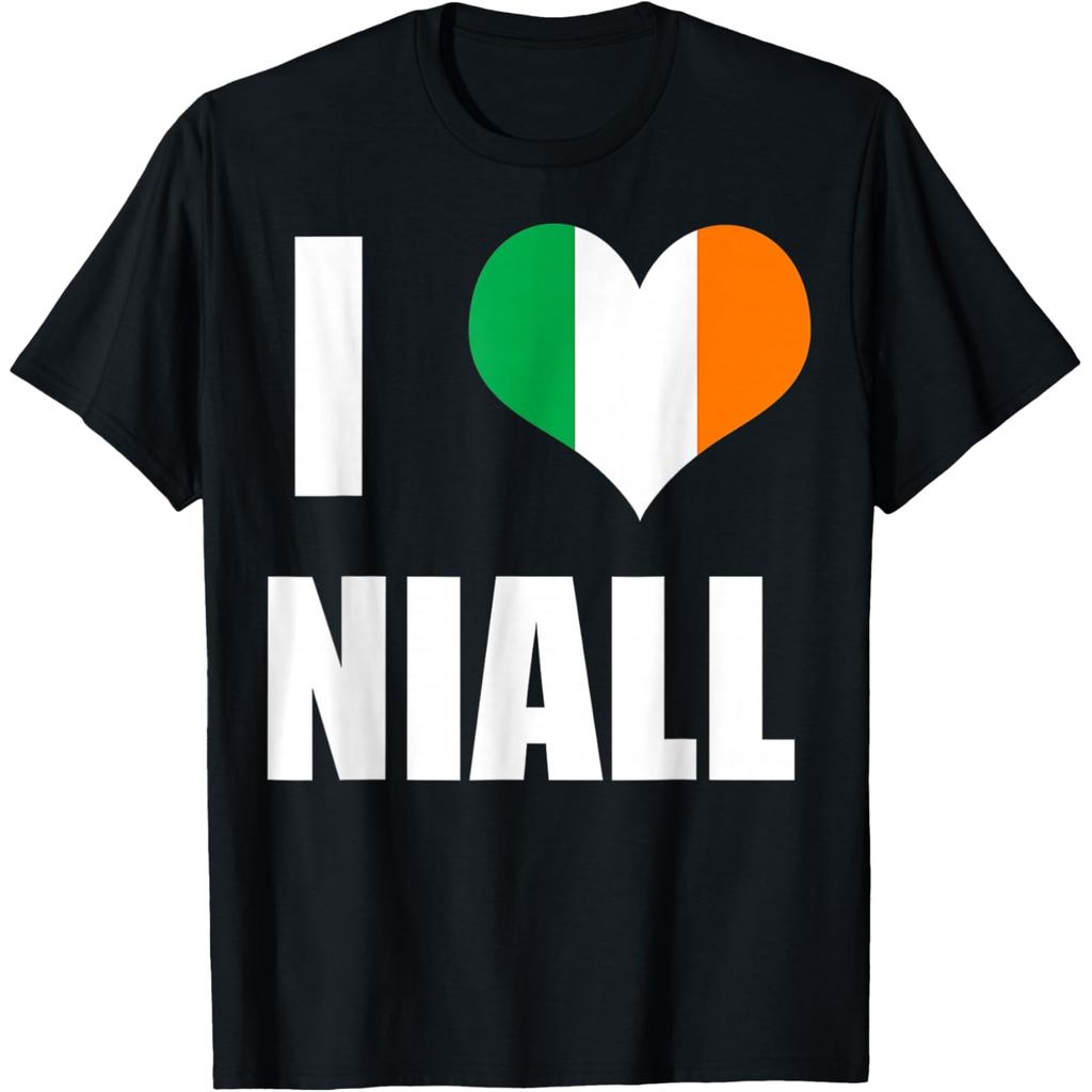 เสื้อยืดผ้าฝ้ายผู้ชาย I Love Niall Ireland Flag T-Shirt