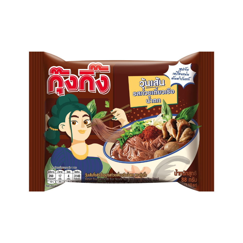 กุ๊งกิ๊ง วุ้นเส้นกึ่งสำเร็จรูป รสก๋วยเตี๋ยวเรือน้ำตก แบบซอง 88 ก. x 10 591032X2