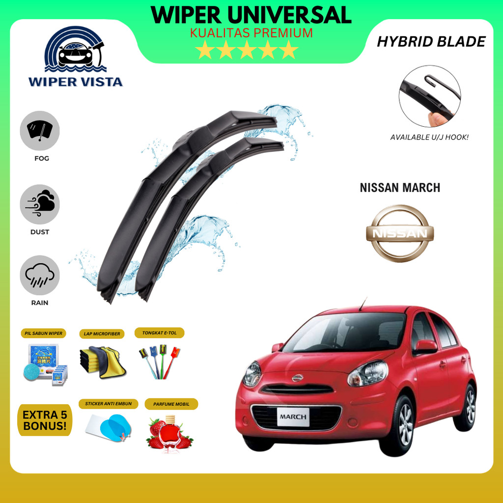 ที่ปัดน้ําฝนกระจกรถยนต์ Nissan March Hybrid ฟรี 5 โบนัส