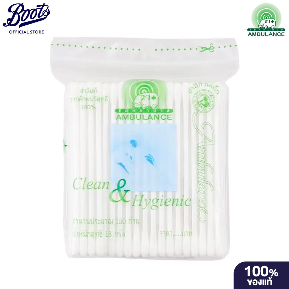 Ambulance Cotton Buds 100 Pcs./Bag รถพยาบาล สำลีก้าน ชนิดเติม 100 ก้าน/ถุง