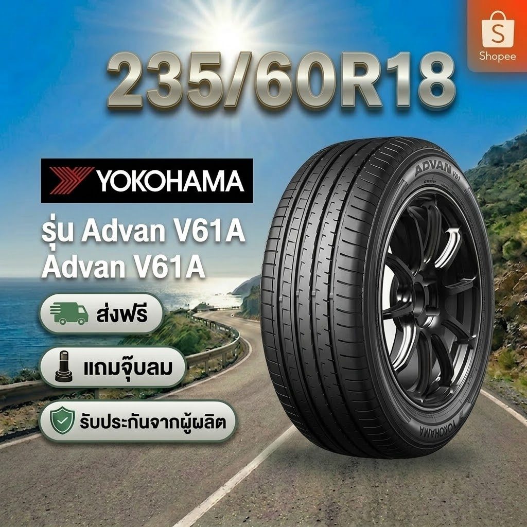 235/60R18 YOKOHAMA Advan V61 ยางใหม่ 1 เส้น ปี 2026