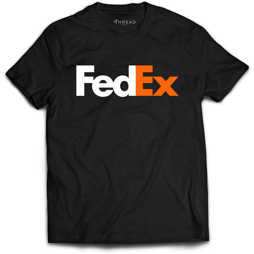 เสื้อยืดผ้าฝ้ายผู้ชาย Black Federal Express FedEx เสื้อเชิ้ตแขนสั้น Tshirt Tee