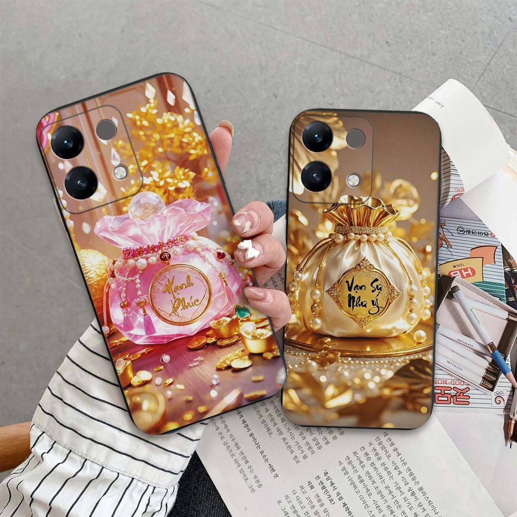 เคส Xiaomi Poco X6 / X6 Pro / X6 Neo พร้อมกระเป๋านําโชค สันติภาพ ทุกอย่างไปดี โชคลาภ