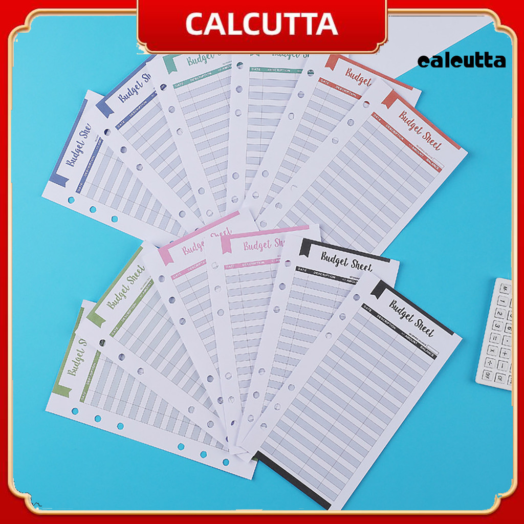 [cal]12 ชิ้น Budget การ์ด 6 หลุมการออกแบบ Budget แผ่นหลายสี Expense Tracker Budget แทรกสําหรับโฮมออฟ
