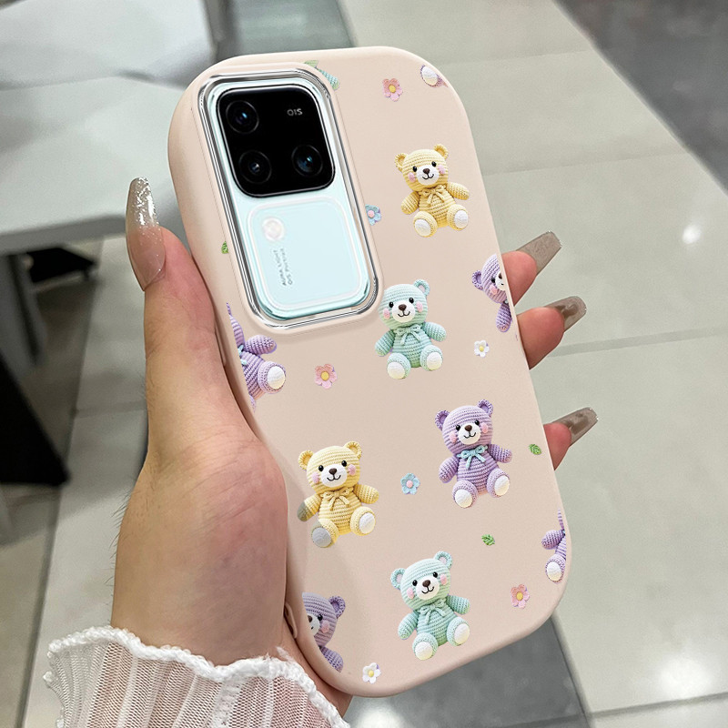 เคสสำหรับ VIVO V30 5G V30 Pro 5G V30E 5G เคสโทรศัพท์หมีแมวขนมหวานกันกระแทกกลมและอ้วน