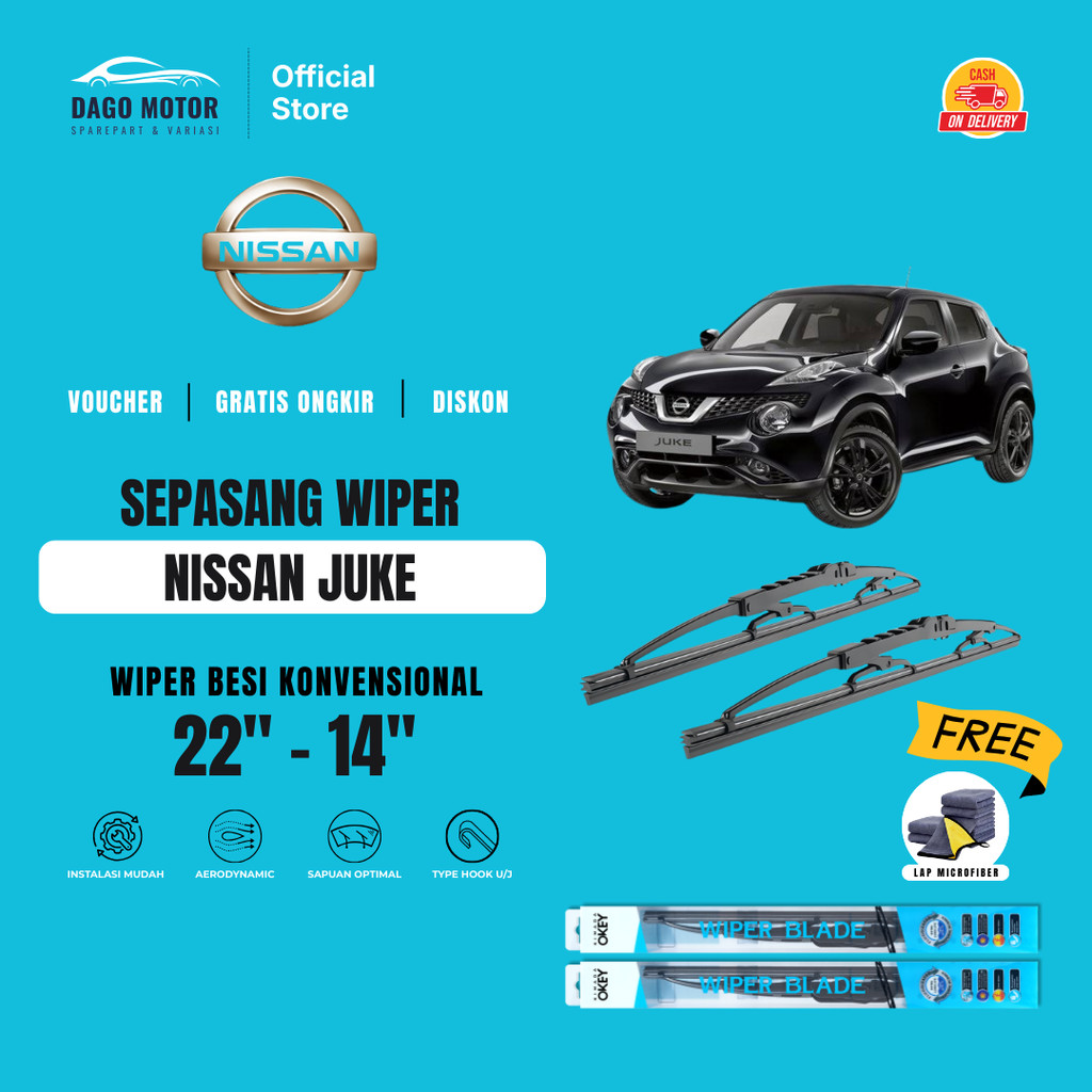 Nissan Juke Conventional ที่ปัดน้ําฝนกระจกรถยนต์ฟรีผ้าไมโครไฟเบอร์