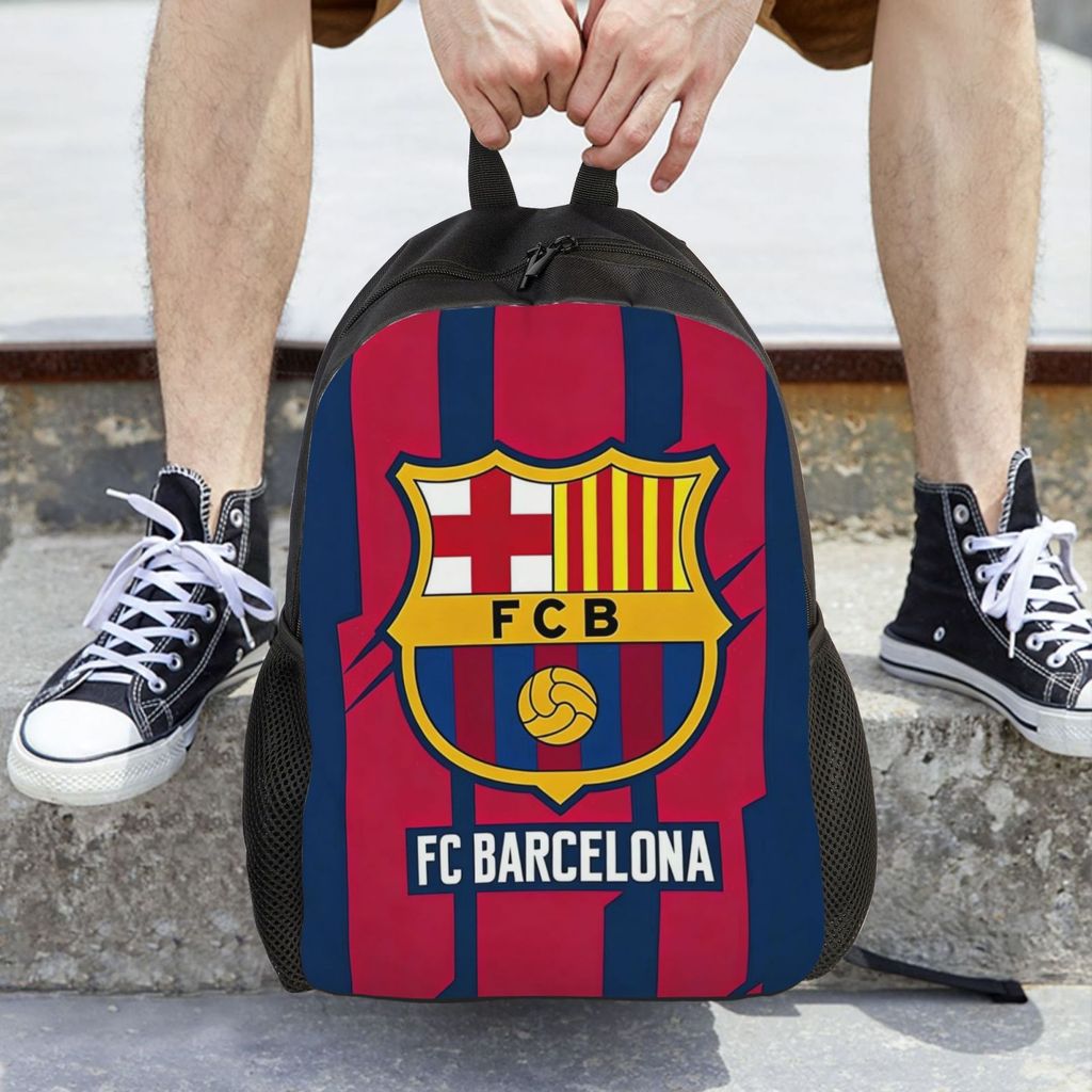 Futbol Club Barcelona Backpack กระเป๋าแล็ปท็อปเดินทางความจุขนาดใหญ่ Casual Daypack นักเรียน