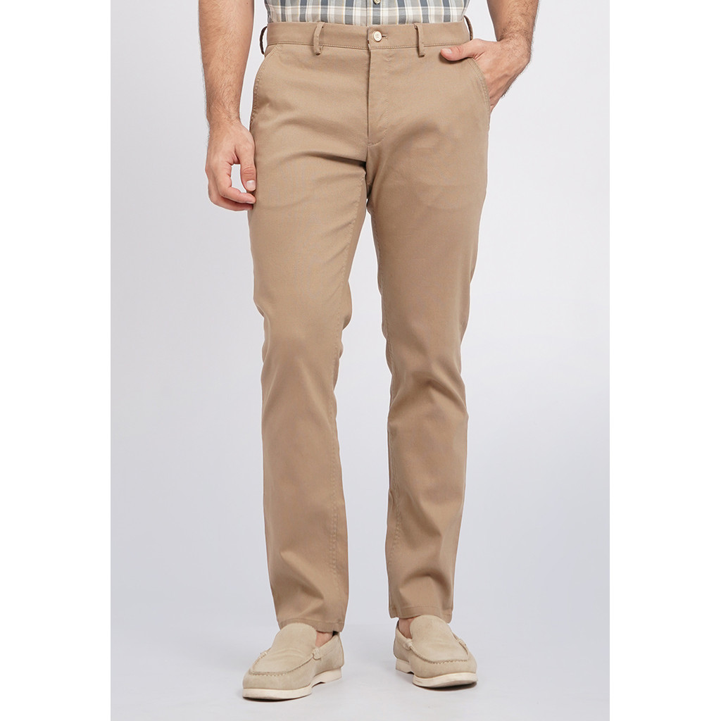 WOOD Tapered Slim Fit Textured Pants 2-OPIXC126C044 KHAKI