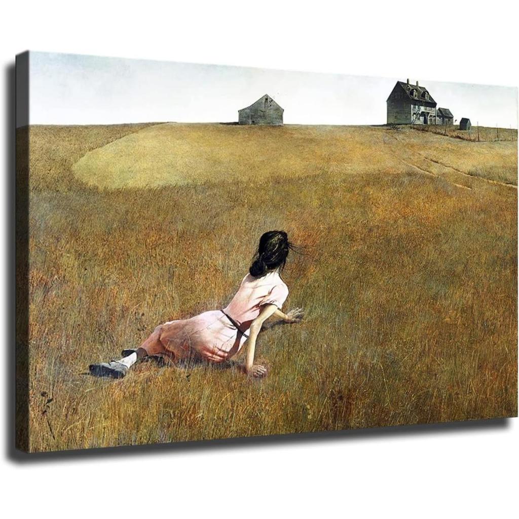 Wall Art 1 ชิ้น Andrew Wyeth ผ้าใบกรอบโลกของ Christina - Iconic Wall Art สําหรับห้องนอน, ห้องน้ํา, ห