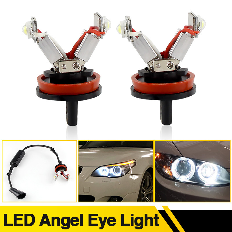 2PCS H8 Angel Eyes Light 40W DC12-24V 6000K LED แหวนหลอดไฟสําหรับ BMW E60 E61 E71 E70 LCI E90 E91 X5