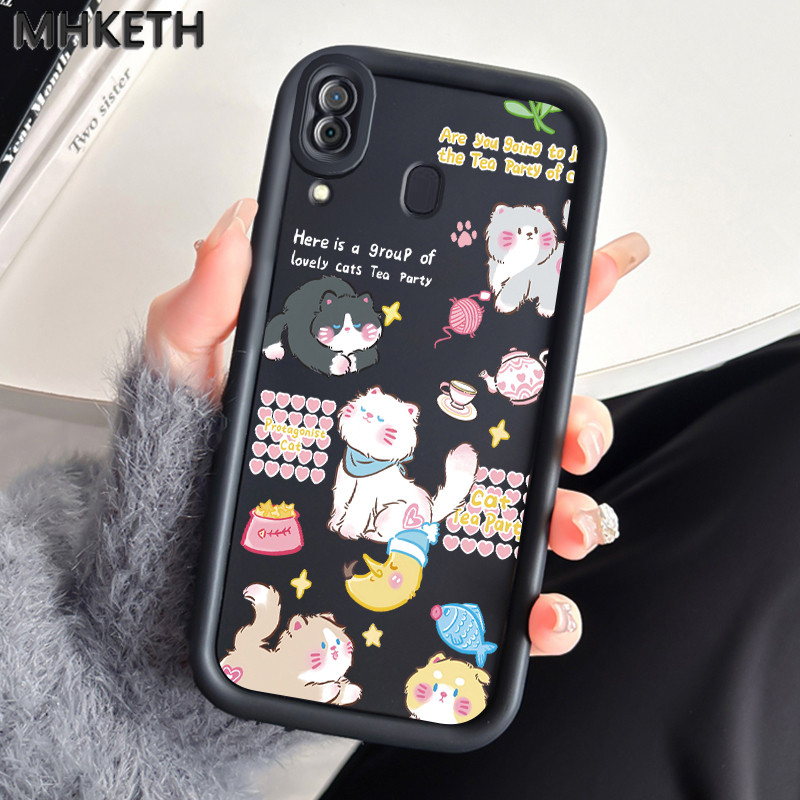 MHKETH เคสสำหรับ Samsung A12 4G A12 5G F12 M12 เคสโทรศัพท์กันกระแทกรูปแมวน่ารัก