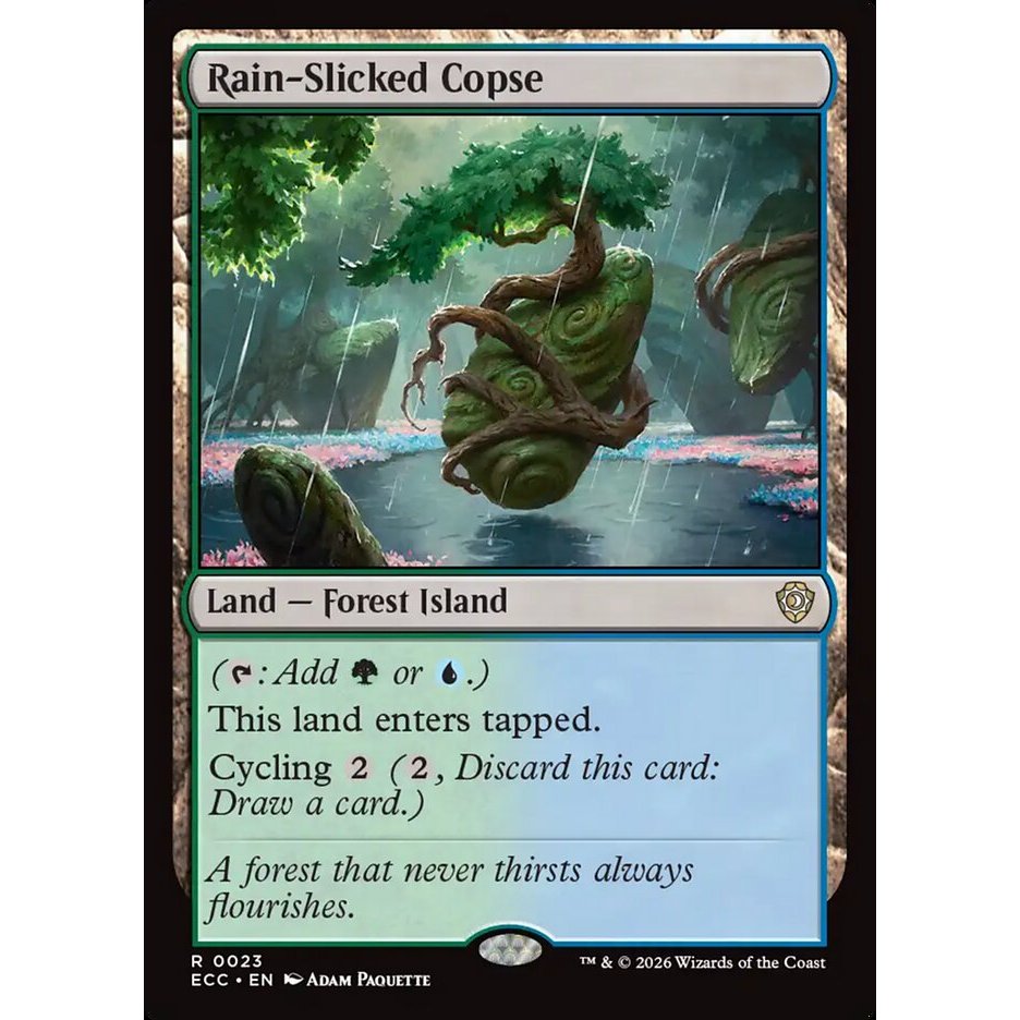 Rain-Slicked Copse การ์ด Magic the Gathering [MTG] ของแท้