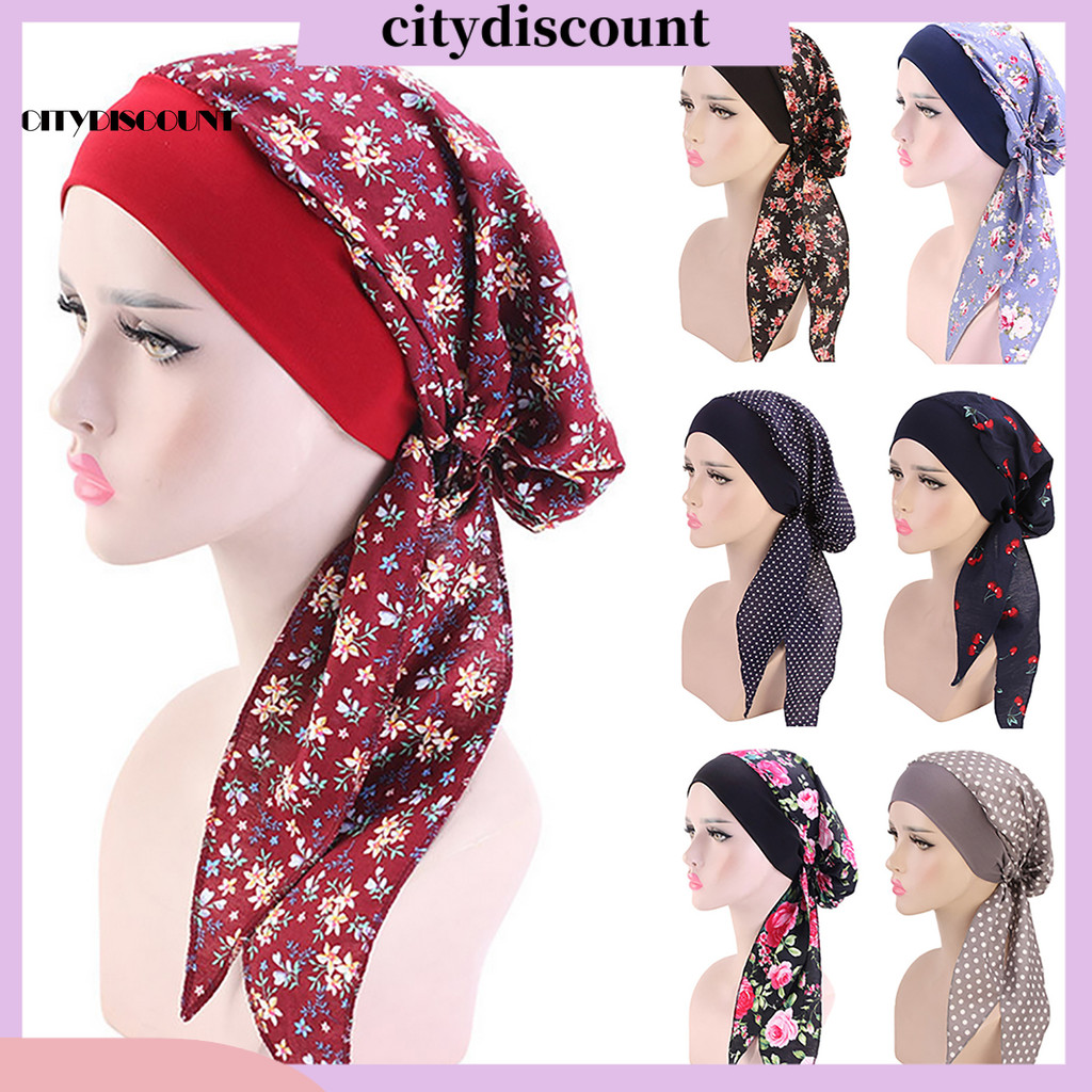 ผู้หญิง Pastoral Elastic Cotton Turban Hat Head Scarf Bandana Pirate Cap Headwear