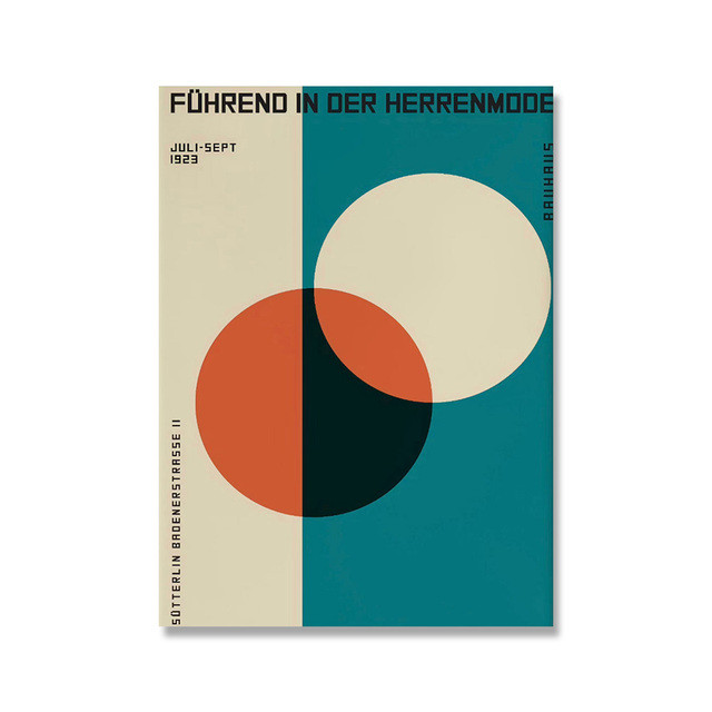 Vintage Bauhaus นิทรรศการโปสเตอร์ Bauhaus Modernism Design พิมพ์ผ้าใบภาพวาดสีดําและสีขาว Minimalist 