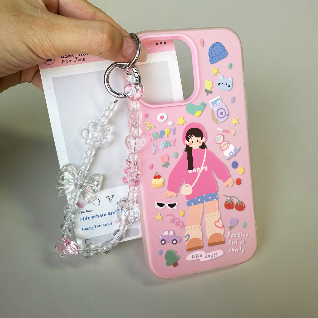 GANTUNGAN [Lxuan Casing] Girl Food Casing oppo P3 Lite A6X A6 A6S A6T Pro 5G Reno 15 15F Pro Max 5G 
