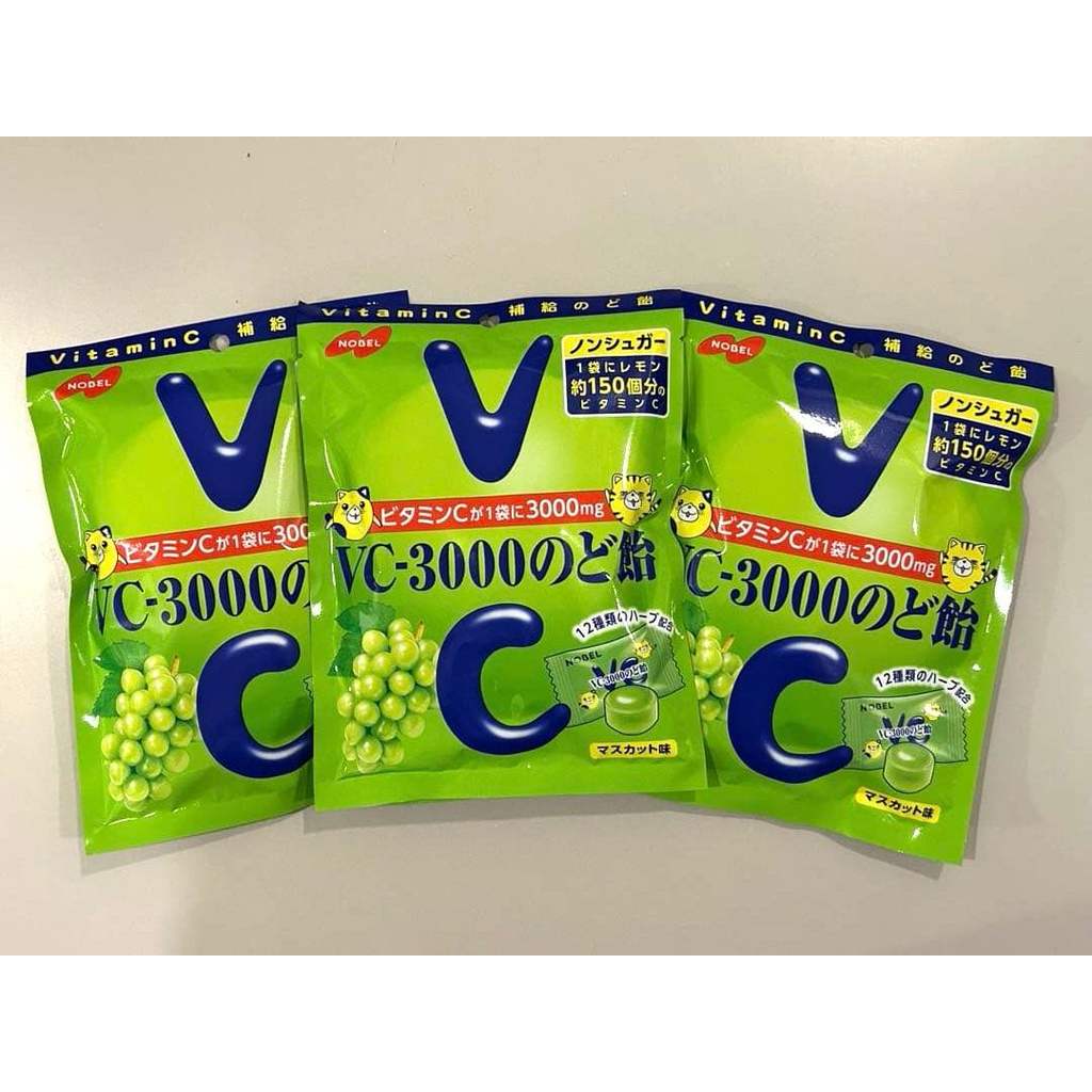 【Direct from Japan】ลูกอมแก้เจ็บคอ Nobel Confectionery VC-3000 รสมัสกัต 3 ถุง【Japan Exclusive】