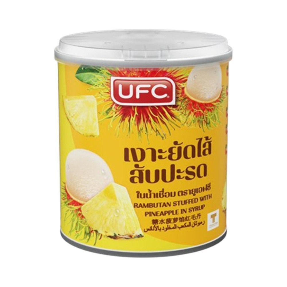 🍨 UFCเงาะยัดไส้สับปะรดในน้ำเชื่อม8.25OZ ☕ UFC RAMBUTAN WITH PINEAPPLE IN SYRUP 8.25 OZ. 🍮 อาหารแห้งแ