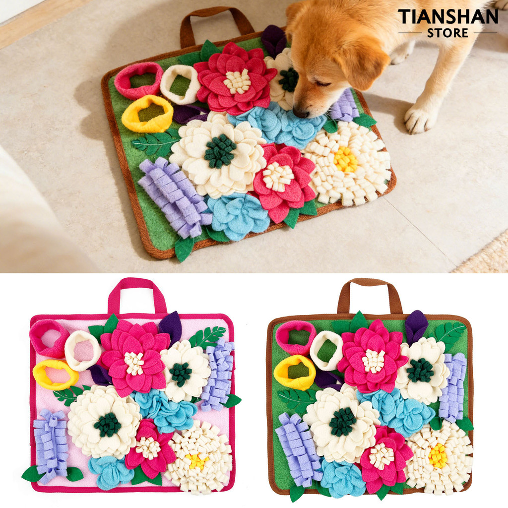 Tianshan Pet Snuffle Mat ล้างทําความสะอาดได้สุนัข Snuffle Mat Multi Flower Design Slow Feeding Mat E