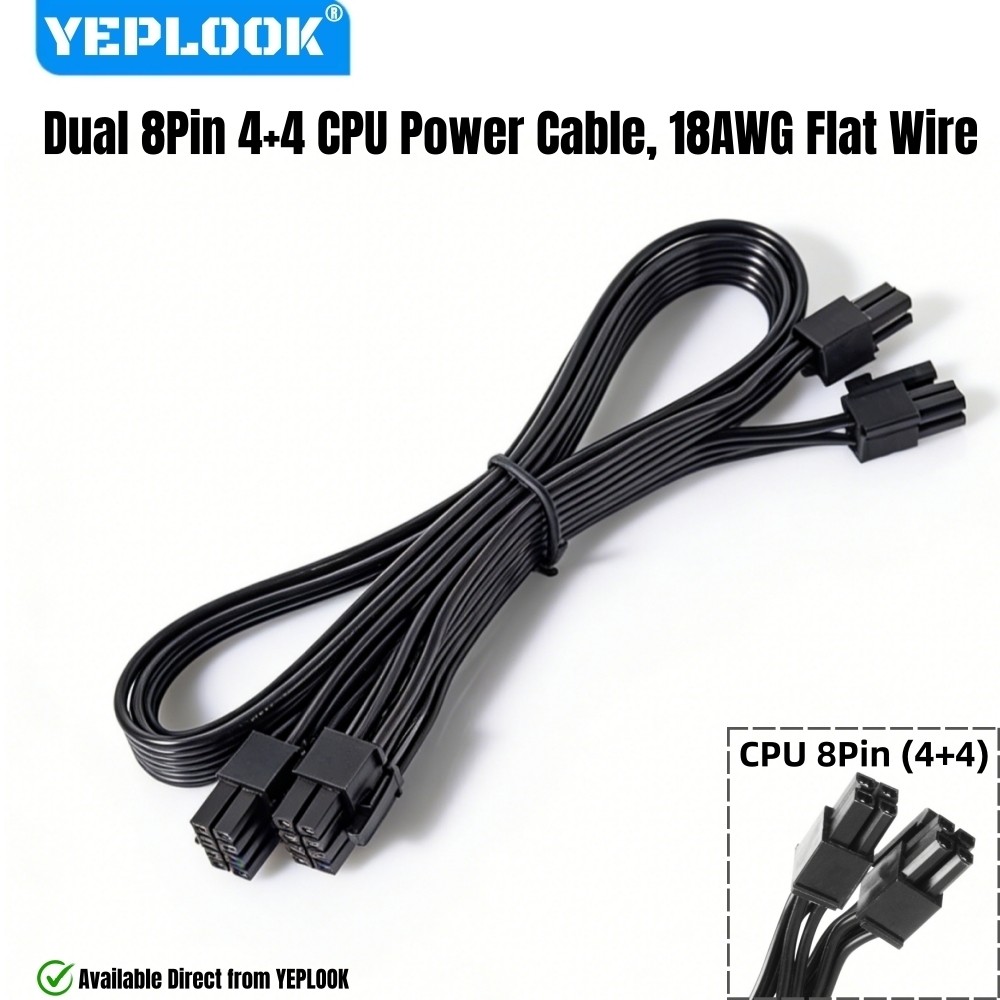 YEPLOOK PSU 8Pin to Dual 8Pin 4+4 สายไฟ CPU สําหรับ Corsair RM1200e, RM1000e, RM850e, RM750e, RM650e