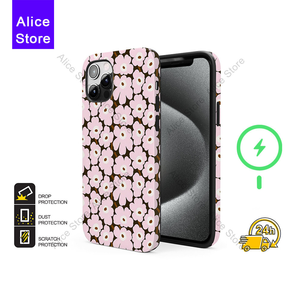 เคสโทรศัพท์ดอกไม้สําหรับ iPhone 17 Pro Max / iPhone 16 Pro Max / 15 Pro Max / 13 เคสป้องกัน M335