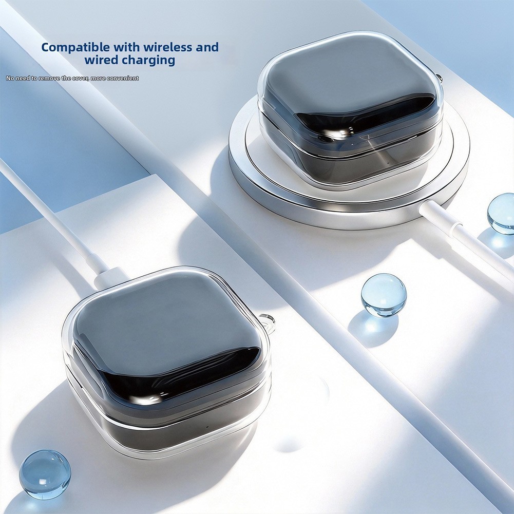 [AMANDA] เคสใสแบบใสสําหรับ Samsung Galaxy-Buds 4/4Pro พร้อมคาราบิเนอร์