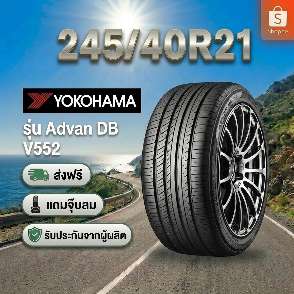 245/40R21 YOKOHAMA ADVAN dB Decibel V552 ยางใหม่ 1 เส้น ปี 2026
