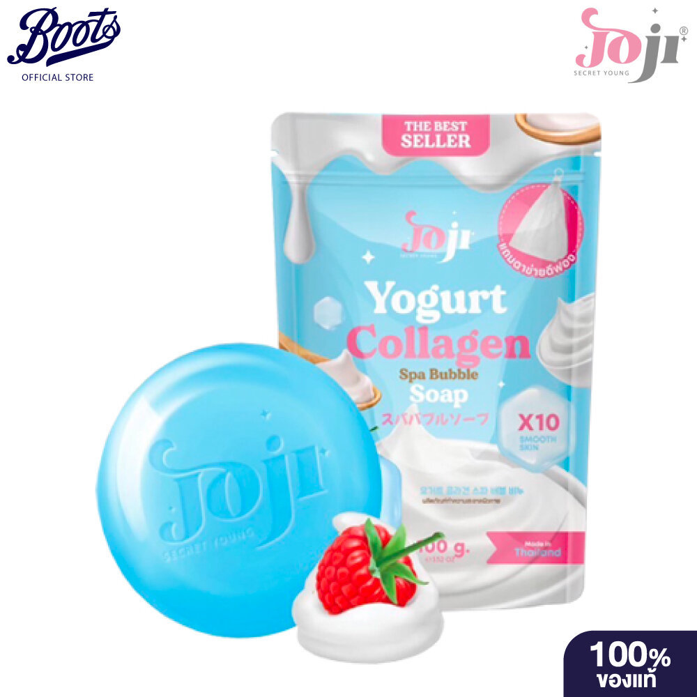 Joji Secret Young Yogurt Collagen Spa Bubble Soap 100 G. โจจิ โยเกิร์ต คอลลาเจน บับเบิ้ล โซป 100 กรัม ผลิตภัณฑ์ทำความสะอ