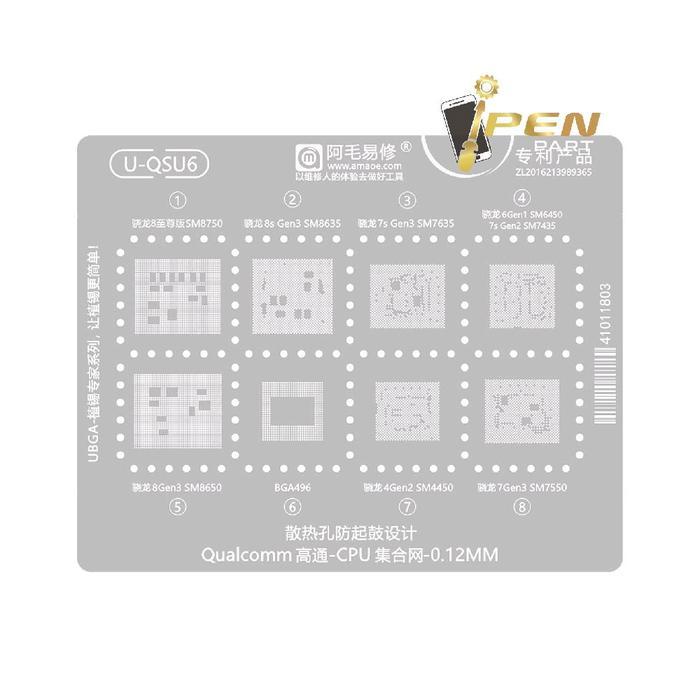 U-Qsu6 Sm7550 Sm8650 Sm8750 Amao แผ่นลายฉลุ Bga ดั้งเดิม