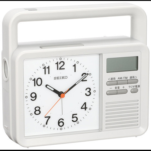 SEIKO Clock Alarm Disaster Analog Hand Crank Rechargeable Radio LED Flashlight Emergency Buzzer Mobi