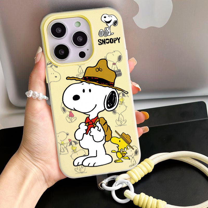 GANTUNGAN Snoopy Travel Lanyard สีเหลือง Jelly 2 In 1 กรณี Vivo Y400 Y21D Y05 V60 Lite V70 Fe Iqoo Z