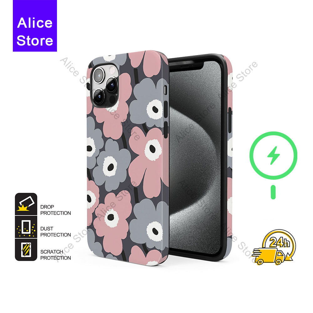 ดอกไม้เคสโทรศัพท์สําหรับ iPhone 17 Pro Max / iPhone 16 Pro Max / 15 Pro Max / 13 เคสป้องกัน M452