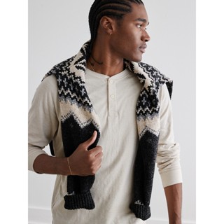 American Eagle เสื้อยืดผู้ชาย K-LS DUOFOLD HENLEY SOLID สี O…