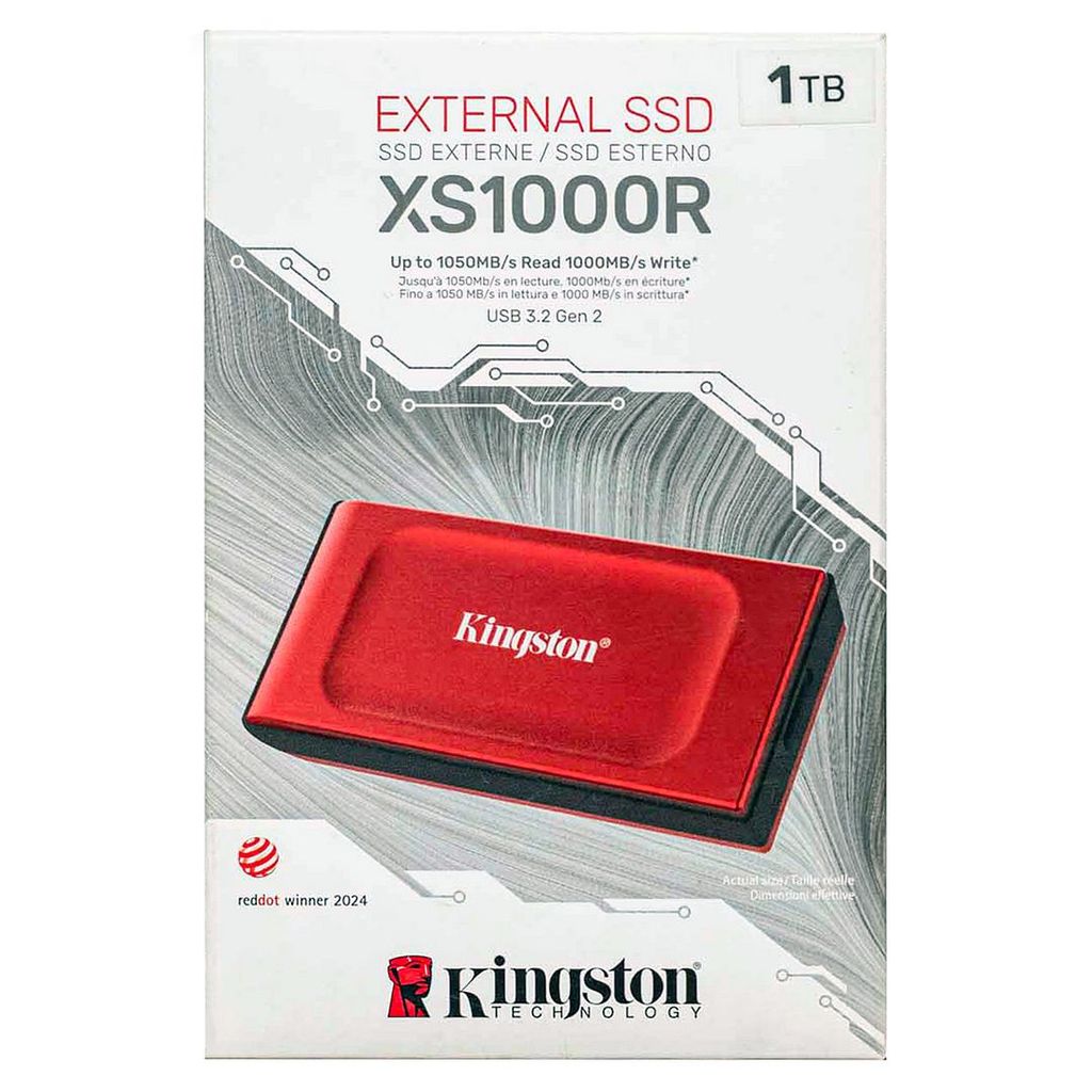 Kingston XS1000R 1TB External SSD (Red) - USB 3.2 Gen 2, SXS1000R/1000G