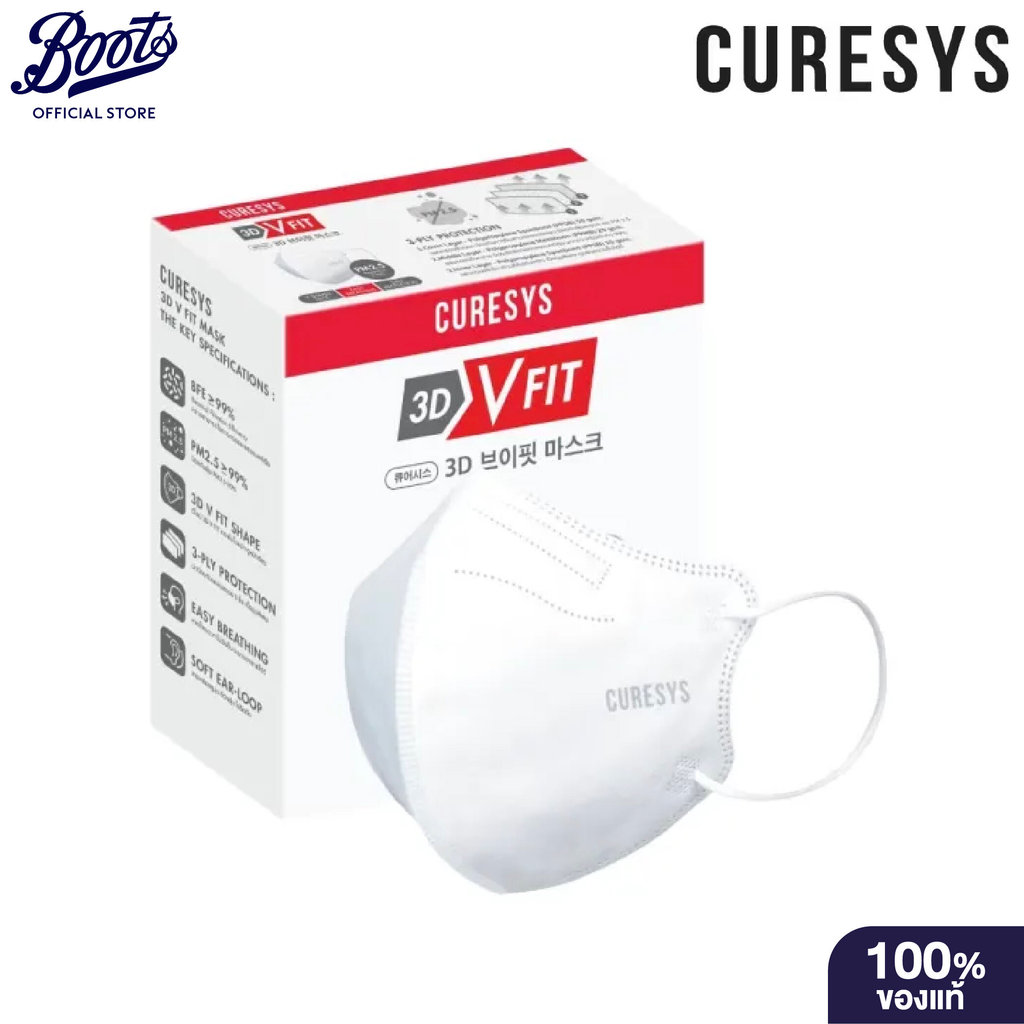 Curesys 3D Vfit Mask 20 Pcs (White) เคียวร์ซิส วีฟิต หน้ากาก สีขาว 20 ชิ้น