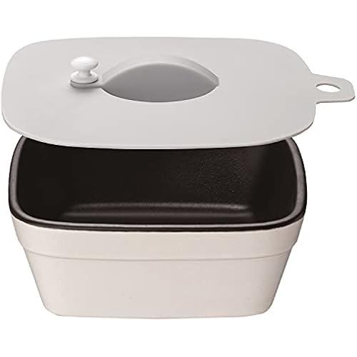 Ishigaki Microwave Oven Cooking Plate White With lid: W16.9 x D14.8 H6.9cm Pottery only: W14 D14 H5.