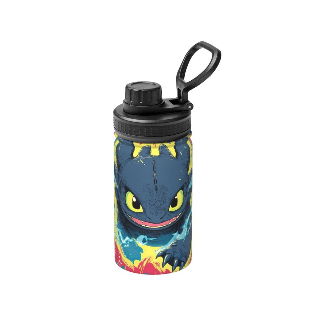 How To Train Your Dragon ขวดน้ําฉนวนความจุขนาดใหญ่ 12OZ,กาต้มน้ําฉนวนการ์ตูน 350MLกระติกน้ํากีฬา,เดิ