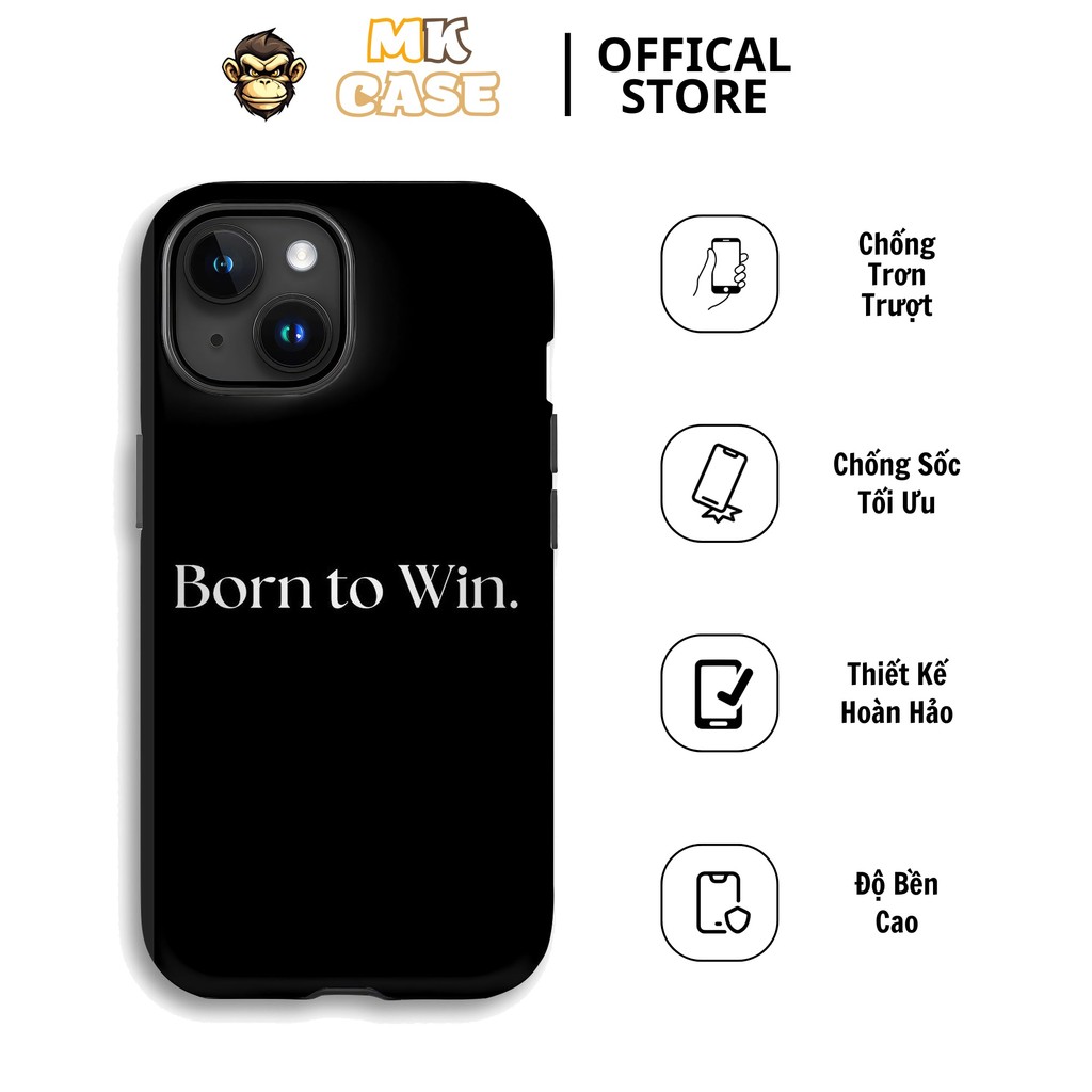 Born To Win Letter iPhone CASE Matte Black Luxury กันกระแทก Masculine MK CASE 11/12/13/14/15/16