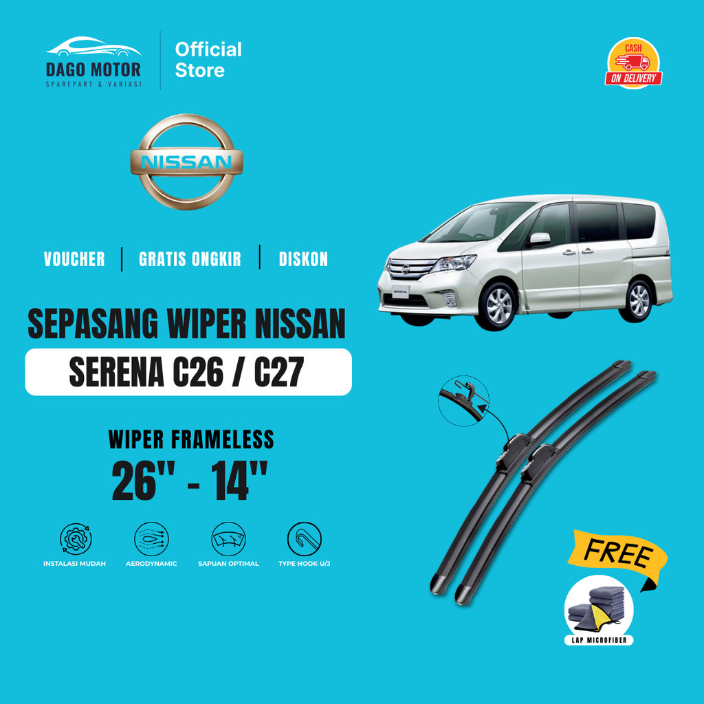 Nissan Serena C26 / C27 ที่ปัดน้ําฝนกระจกรถยนต์ไร้กรอบฟรีผ้าไมโครไฟเบอร์