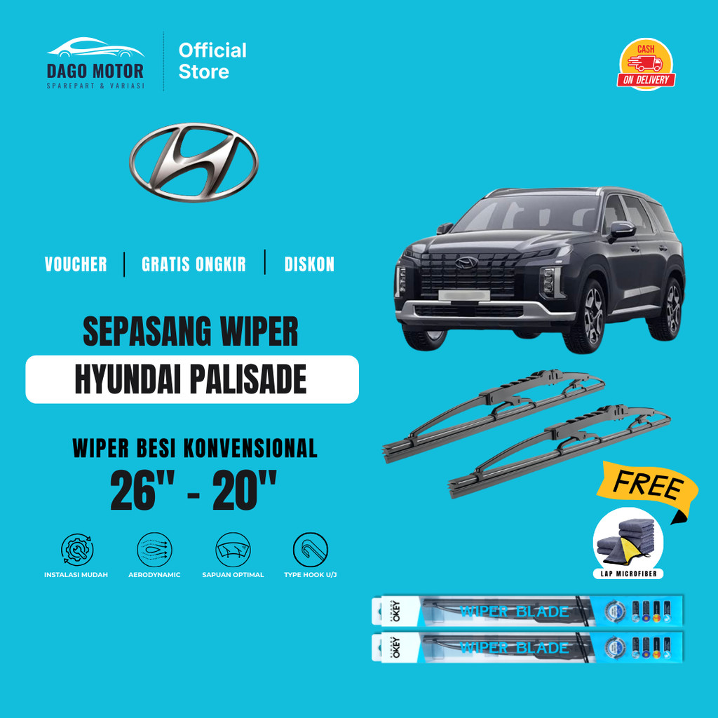 Hyundai Palisade Conventional ที่ปัดน้ําฝนกระจกรถยนต์ฟรีผ้าไมโครไฟเบอร์