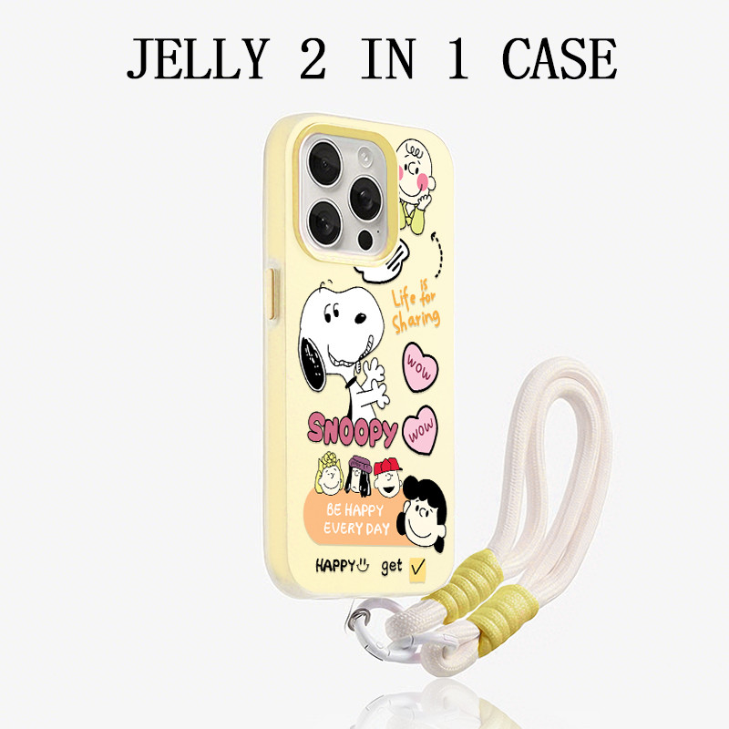 GANTUNGAN Jelly Hanger Strap 2 In 1 สีเหลือง Snoopy และสาวปลอกOppo Reno 15F 5G A6 A6 Pro 5G A6S 15 P
