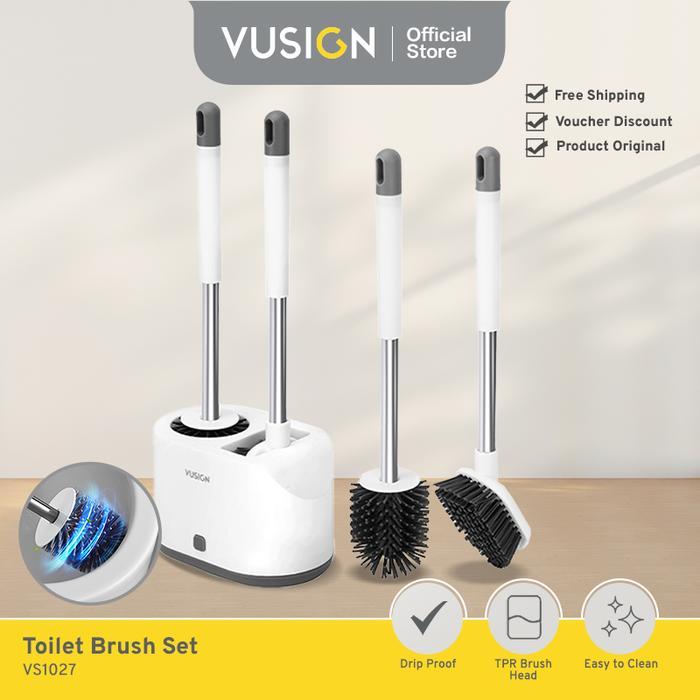 Vusign เครื่องมือทําความสะอาดห้องน้ํา / ชุดแปรงห้องน้ํา สีขาว VS 1027 แปรง