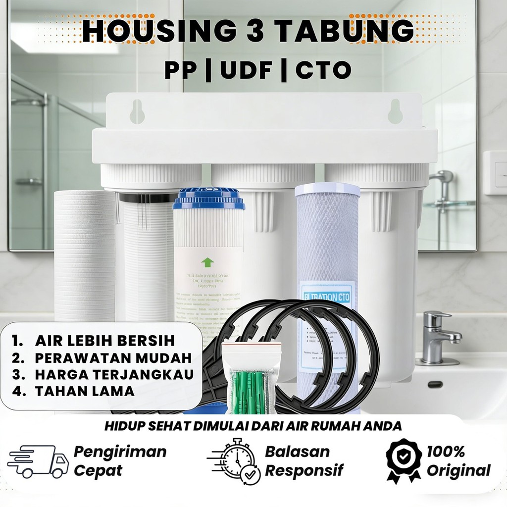 3-STAGE WELL/PDAM WATER FILTER PACKAGE FILTER / 10" HOUSING FILTER (PP-UDF-CTO)