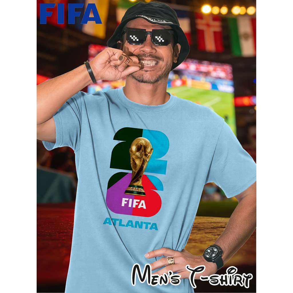 ได้รับอนุญาตอย่างเป็นทางการ FIFA Top Rated Atlanta Color Block Atlanta 2026 Trophy Graphic Mens T-Sh