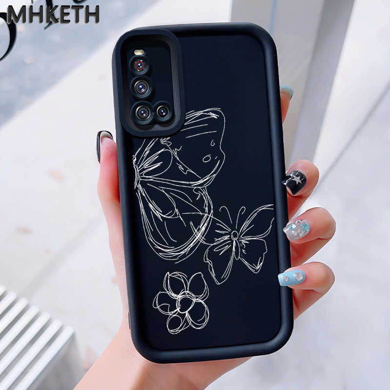 MHKETH เคสสำหรับ VIVO V19 เคสโทรศัพท์รูปผีเสื้อเส้นเรียบง่าย