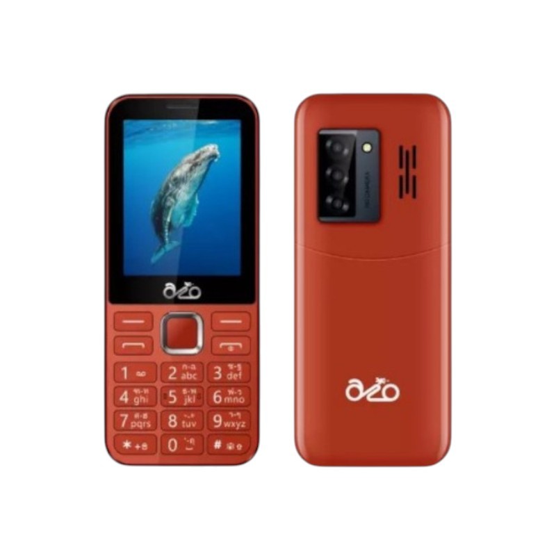 inovo ปุ่มกด AIO A802 2 ซิม จอกว้าง 2.9 นิ้ว รองรับ 4G พร้อมชาร์จ Type C มีสวิตช์ไฟฉายด้านข้าง Red
